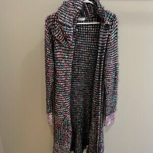 Reserved YFL Multi-Color Textured Knit Duster Cardigan